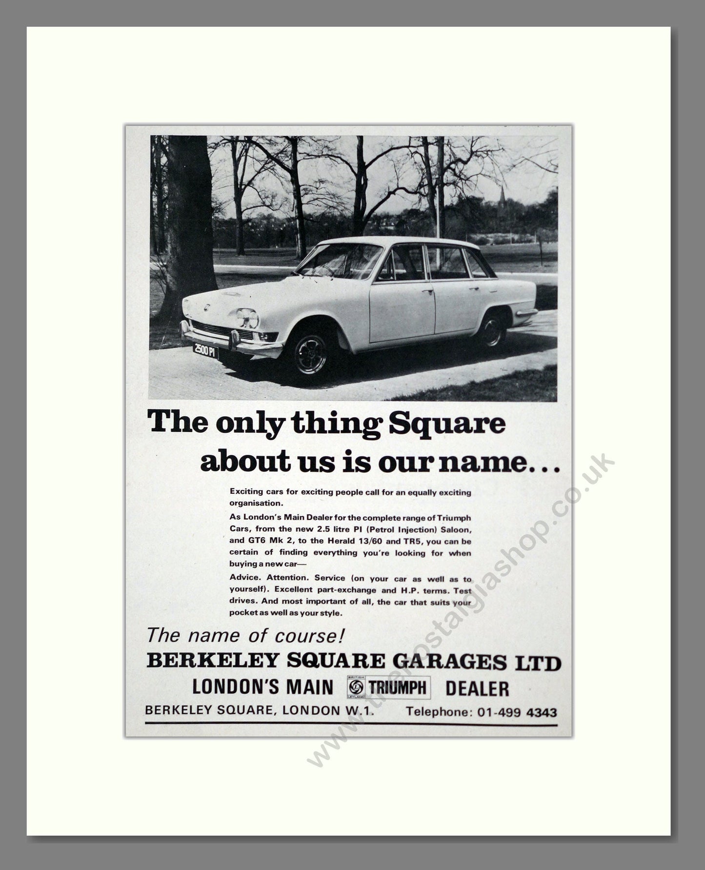 Triumph - 2.5 PI Berkeley Square. Vintage Advert 1968 (ref AD61331)