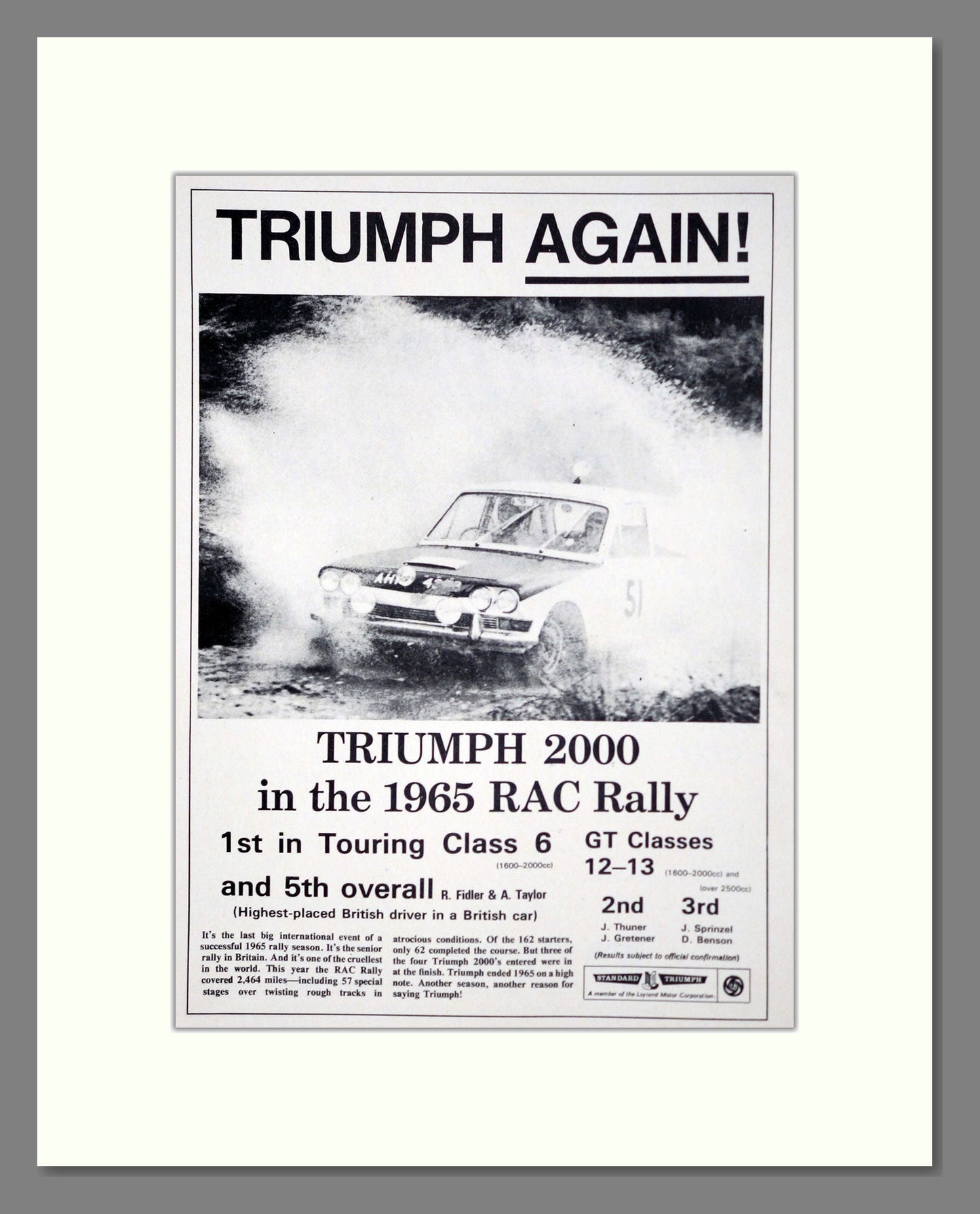 Triumph - 2000. Vintage Advert 1965 (ref AD61332)