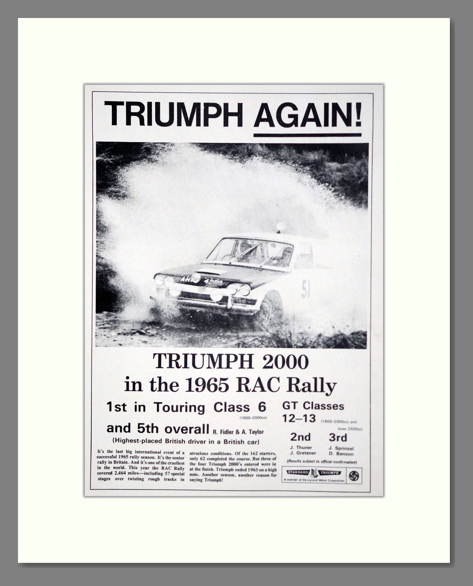 Triumph - 2000. Vintage Advert 1965 (ref AD61332)