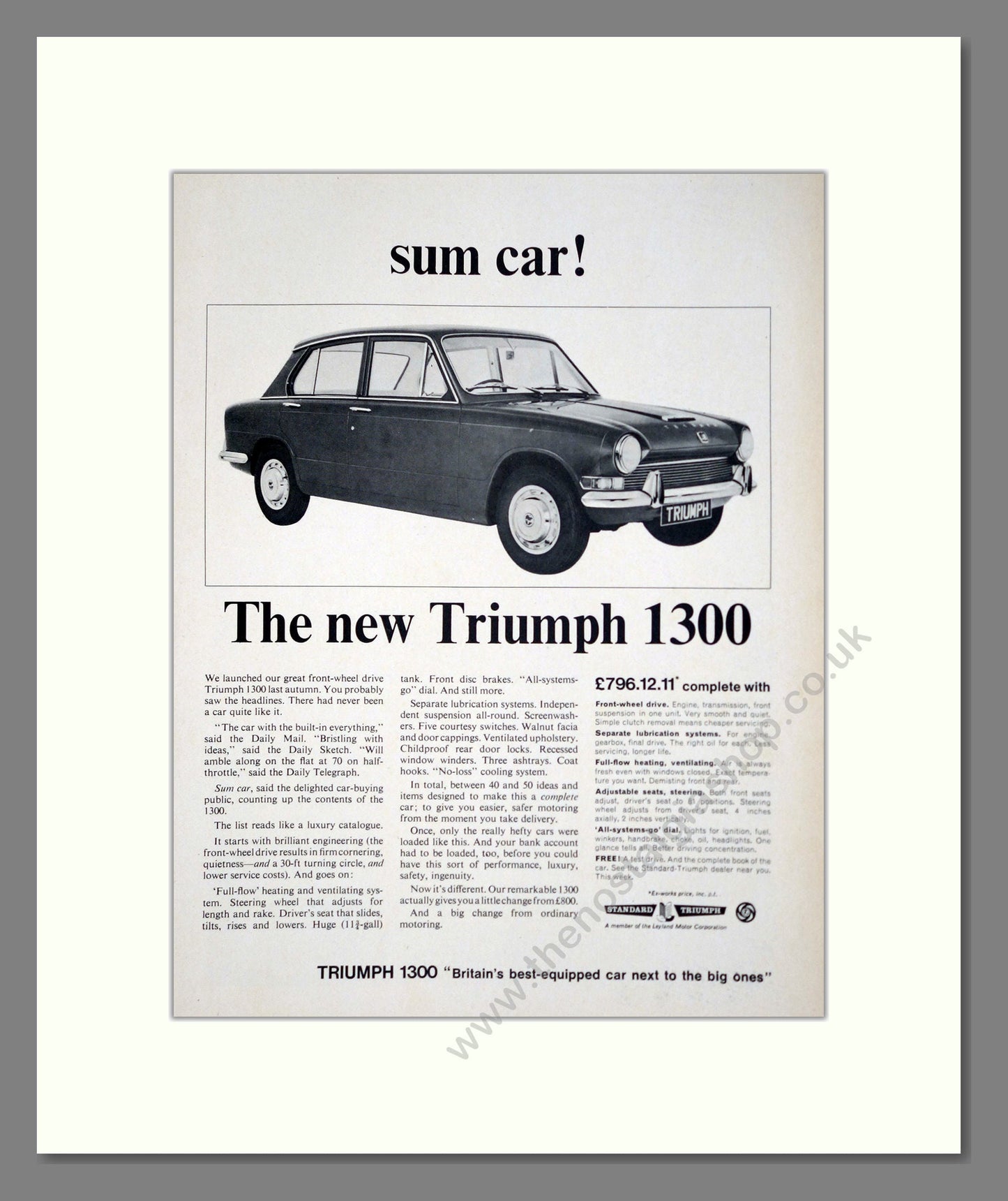 Triumph - 1300. Vintage Advert 1966 (ref AD61355)
