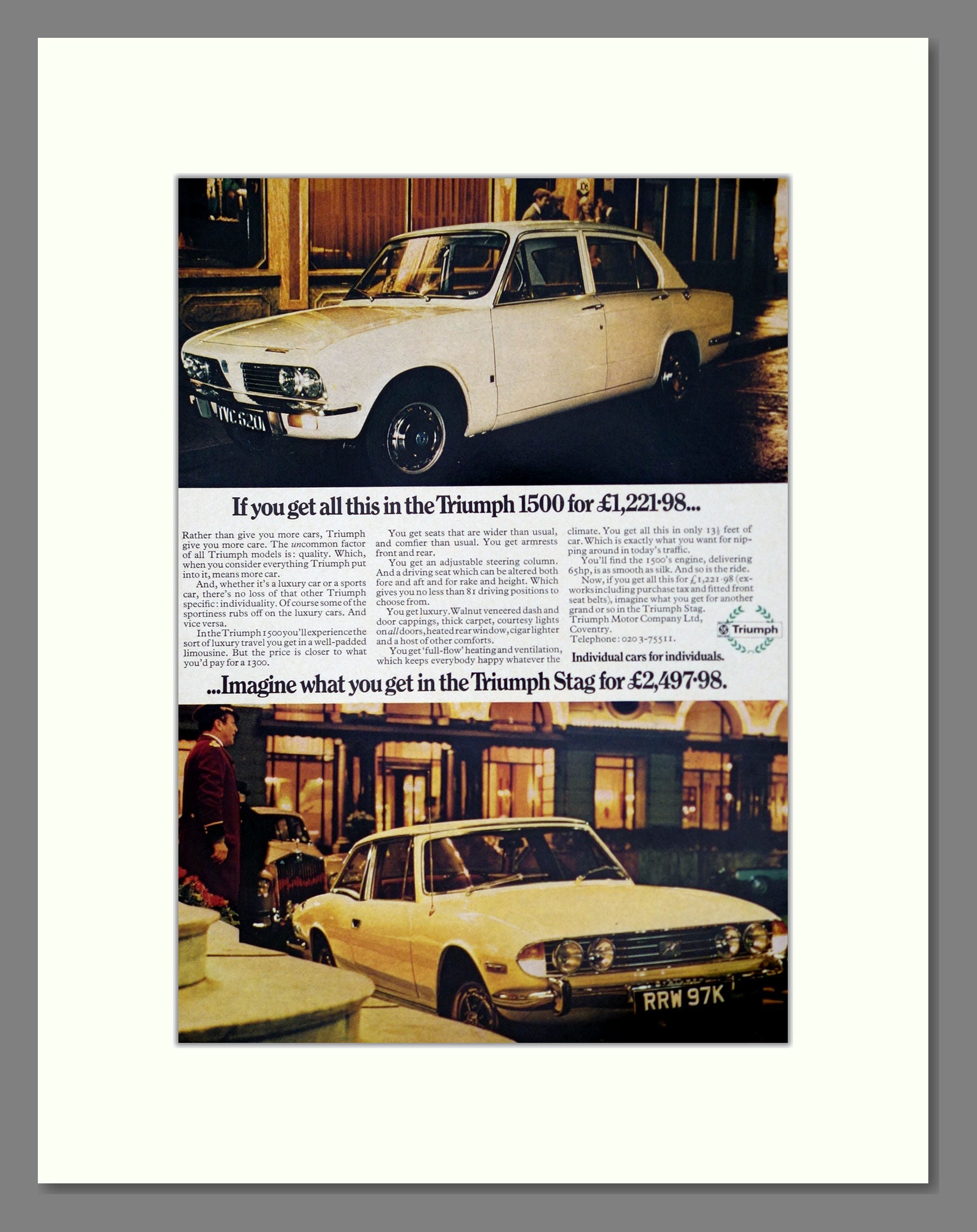 Triumph - 1500 / Stag. Vintage Advert 1972 (ref AD61369)