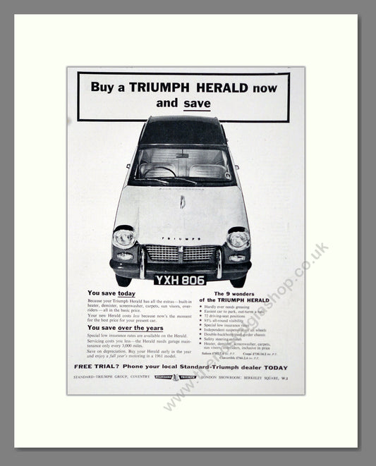 Triumph - Herald. Vintage Advert 1961 (ref AD61395)