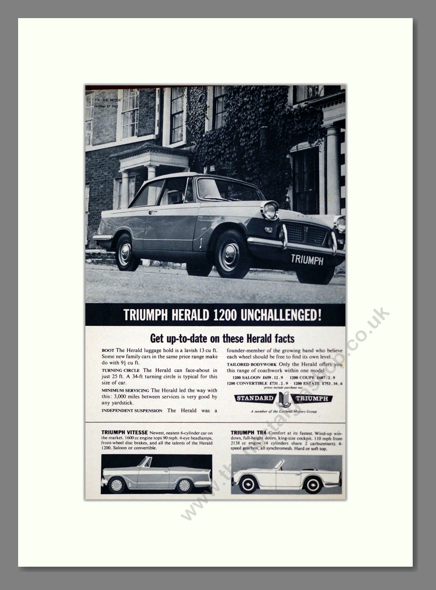Triumph - Herald 1200. Vintage Advert 1962 (ref AD61402)