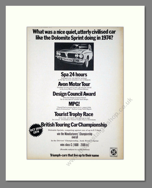 Triumph - Dolomite Sprint. Vintage Advert 1974 (ref AD61447)