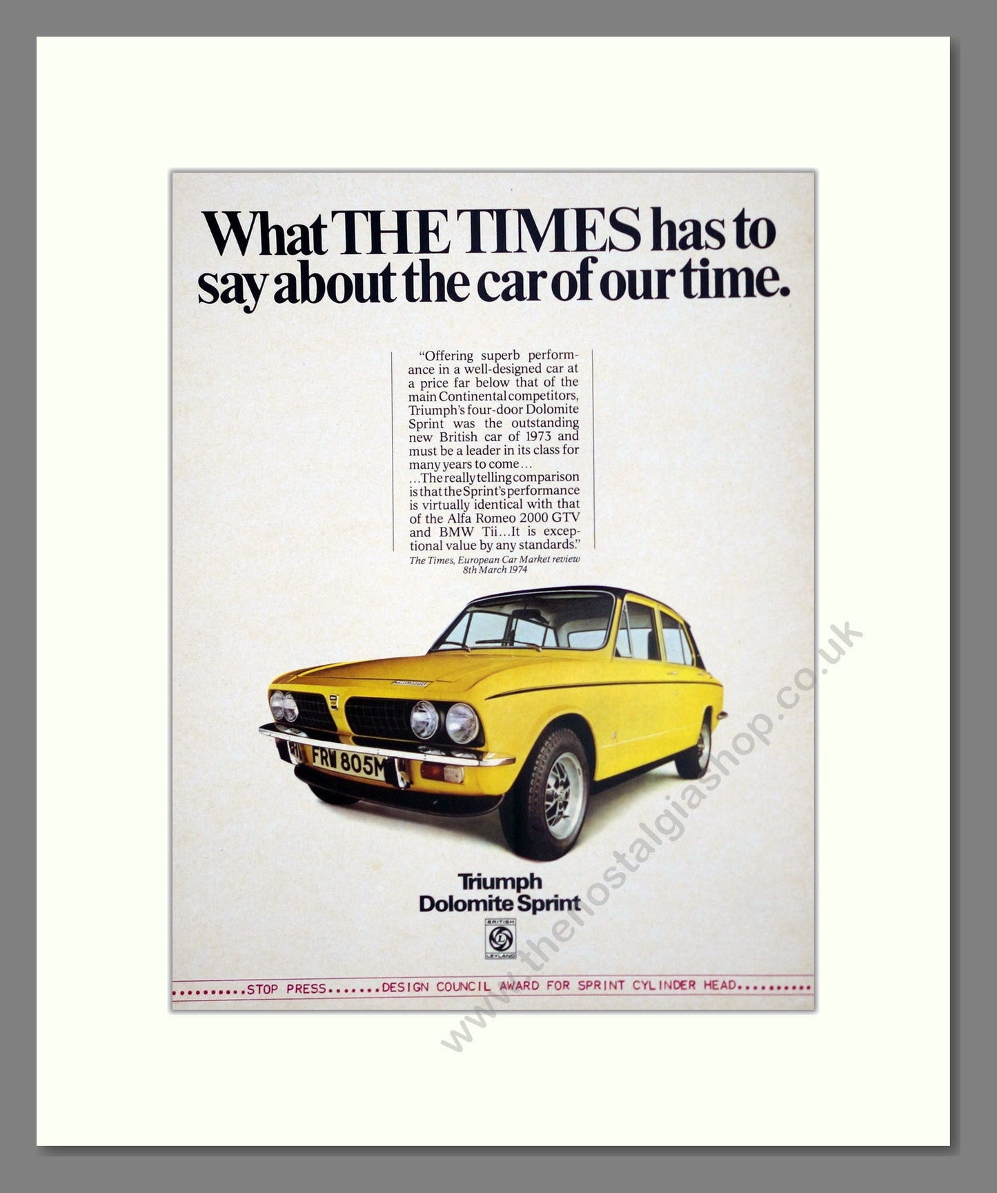 Triumph - Dolomite Sprint. Vintage Advert 1974 (ref AD61448)