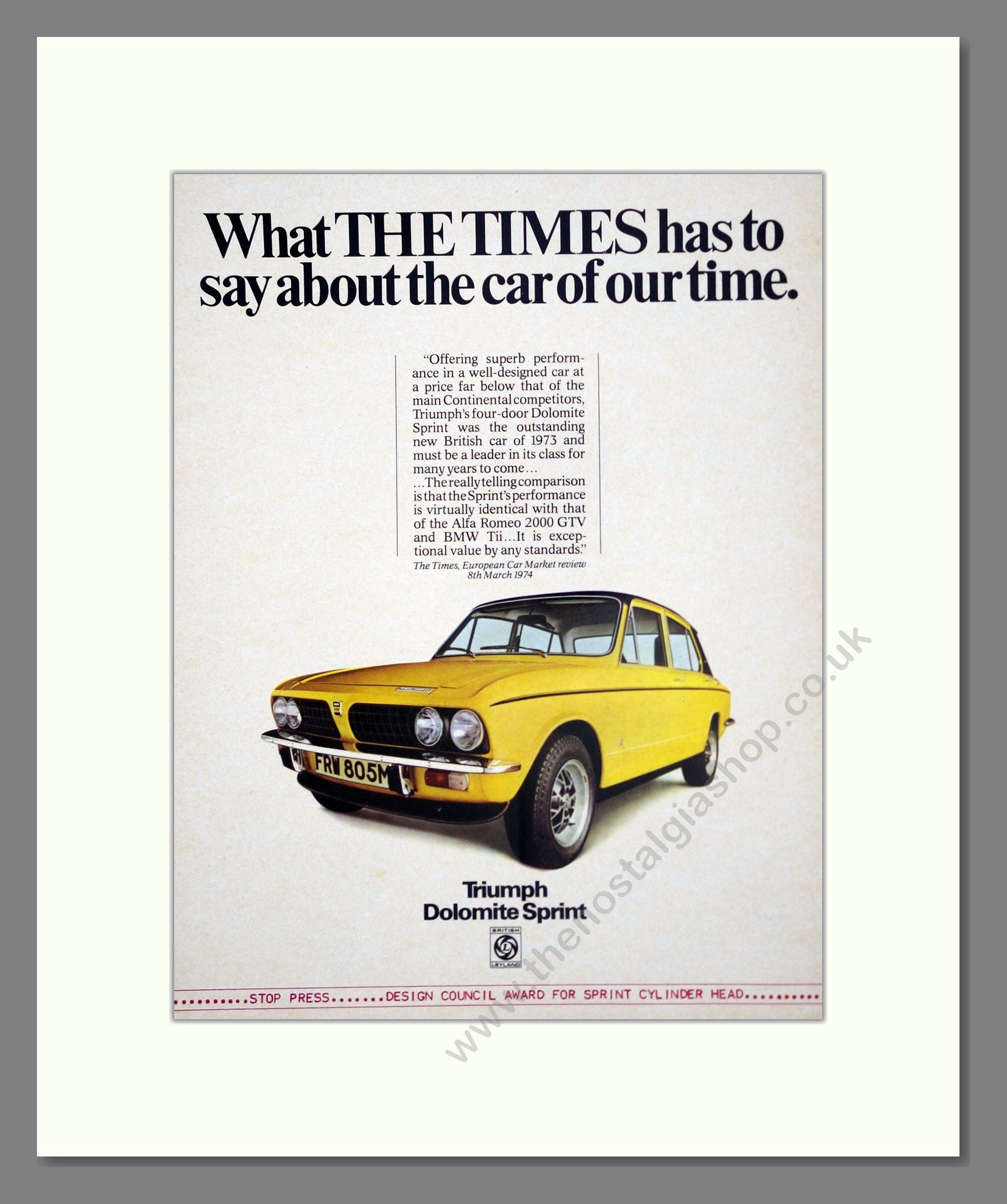 Triumph - Dolomite Sprint. Vintage Advert 1974 (ref AD61448)