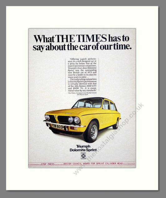 Triumph - Dolomite Sprint. Vintage Advert 1974 (ref AD61448)