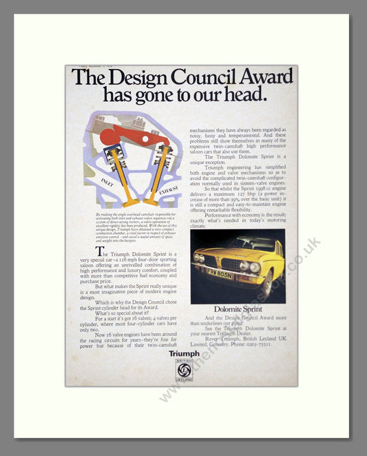 Triumph - Dolomite Sprint. Vintage Advert 1974 (ref AD61449)