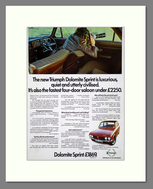Triumph - Dolomite Sprint. Vintage Advert 1973 (ref AD61459)