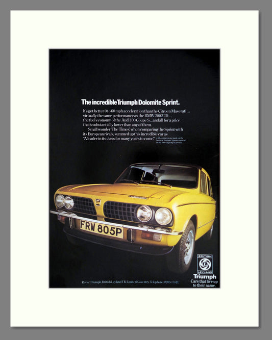 Triumph - Dolomite Sprint. Vintage Advert 1975 (ref AD61460)