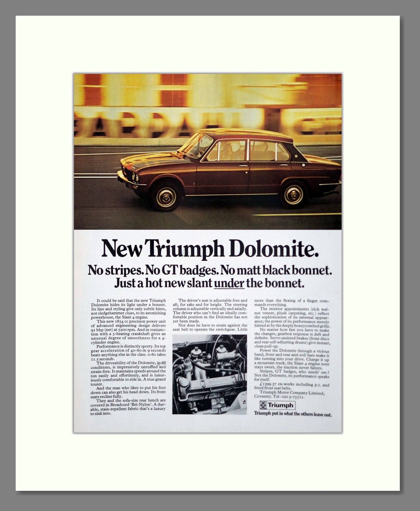 Triumph - Dolomite. Vintage Advert 1972 (ref AD61462)
