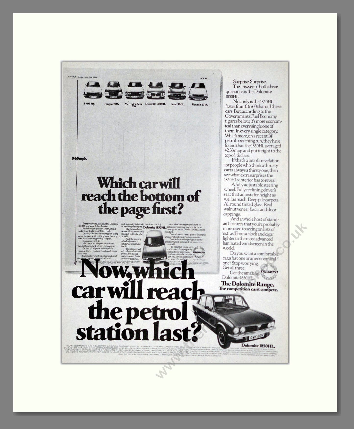 Triumph - Dolomite. Vintage Advert 1980 (ref AD61467)