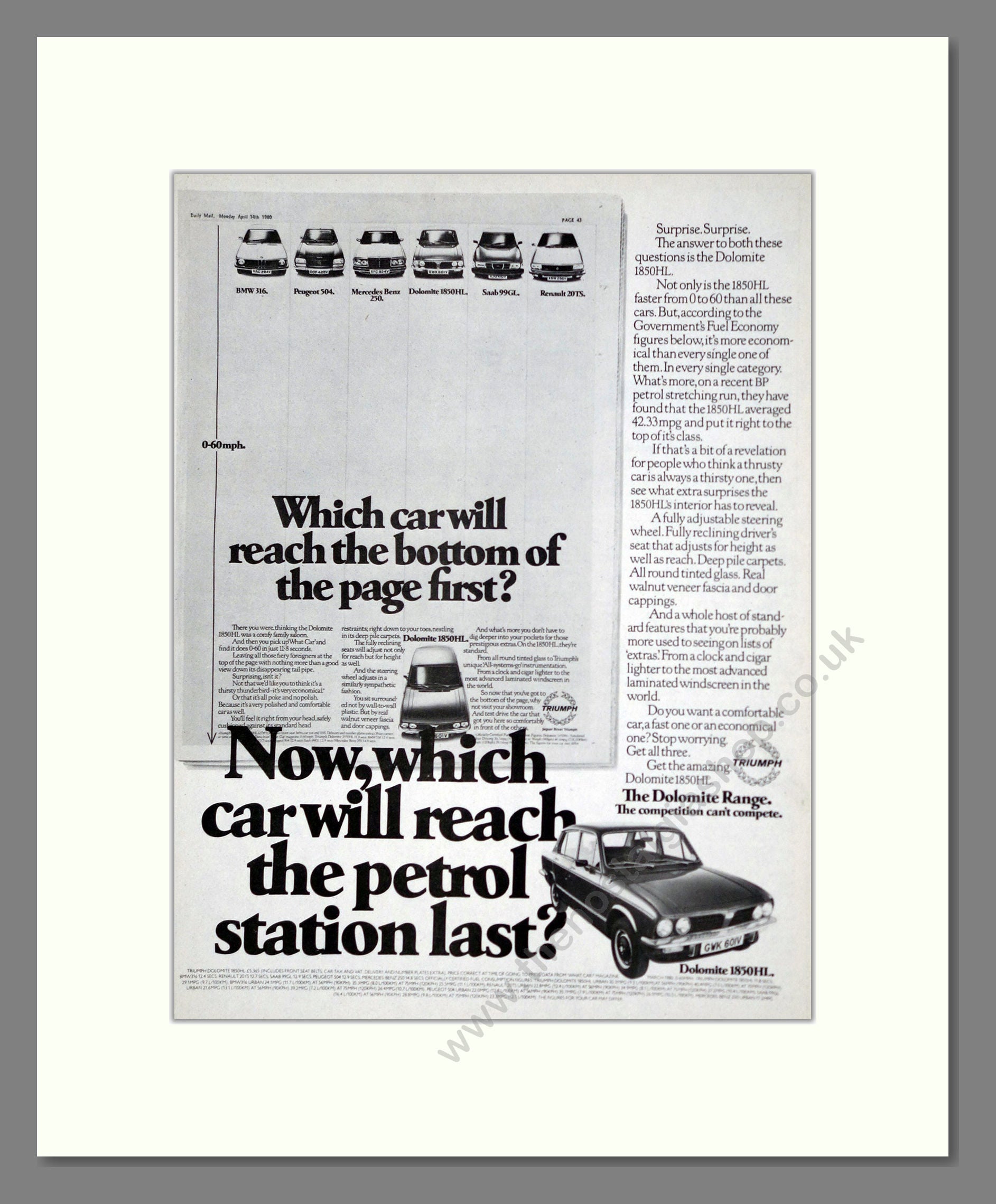 Triumph - Dolomite. Vintage Advert 1980 (ref AD61467)