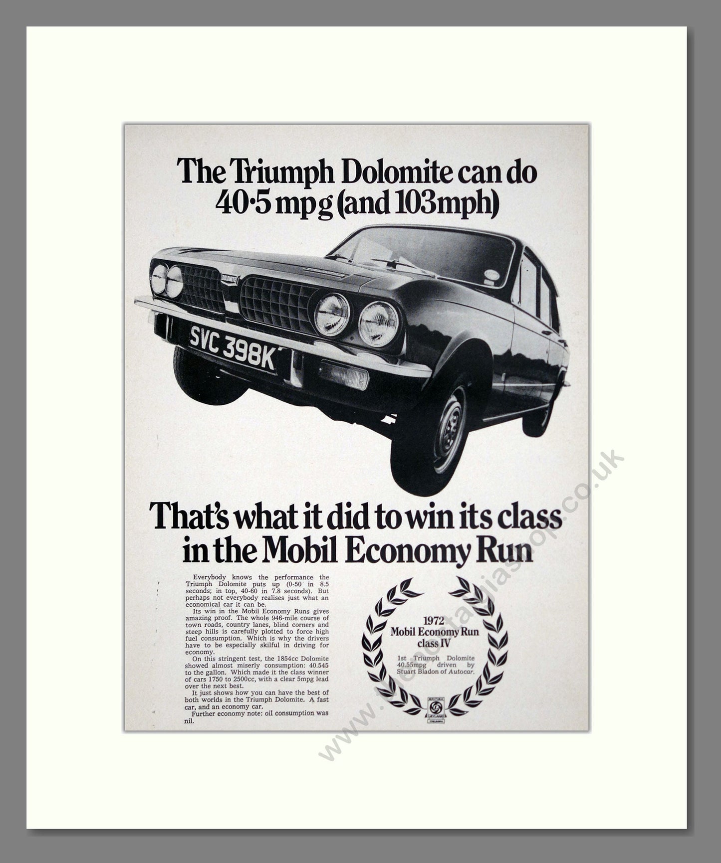 Triumph - Dolomite. Vintage Advert 1972 (ref AD61469)