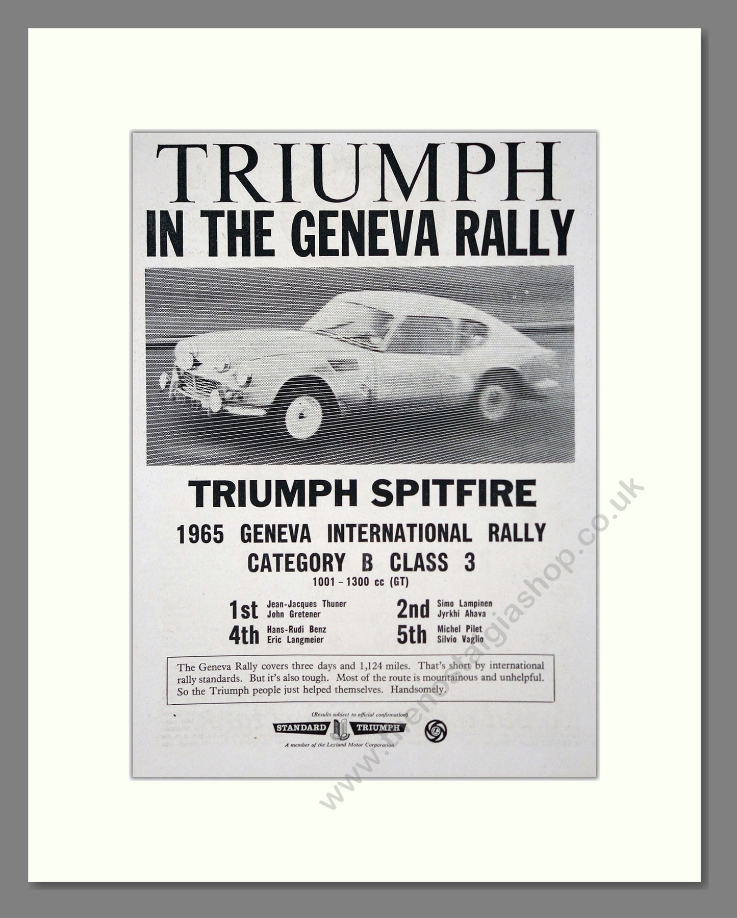 Triumph - Spitfire. Vintage Advert 1964 (ref AD61478)