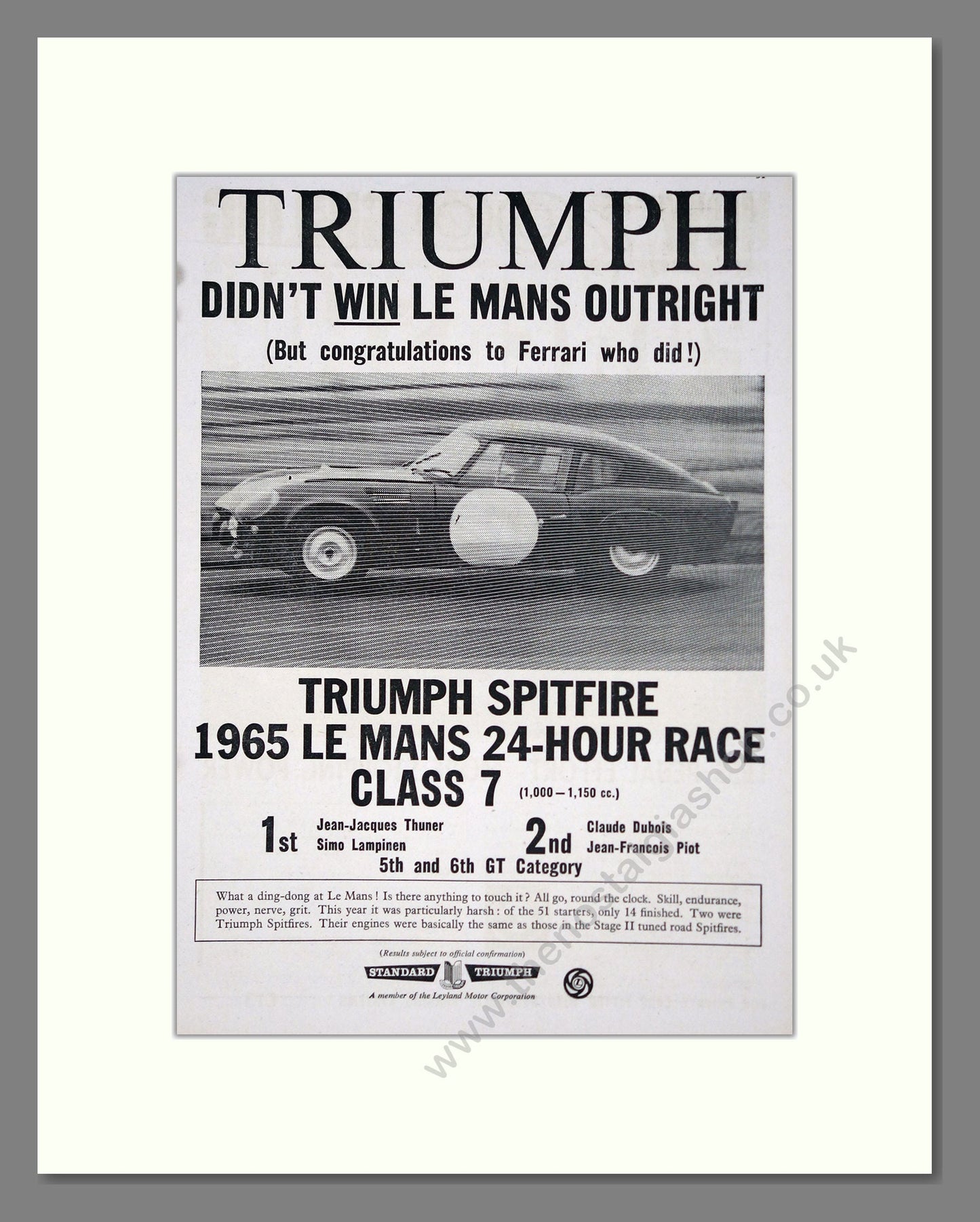 Triumph - Spitfire. Vintage Advert 1965 (ref AD61479)