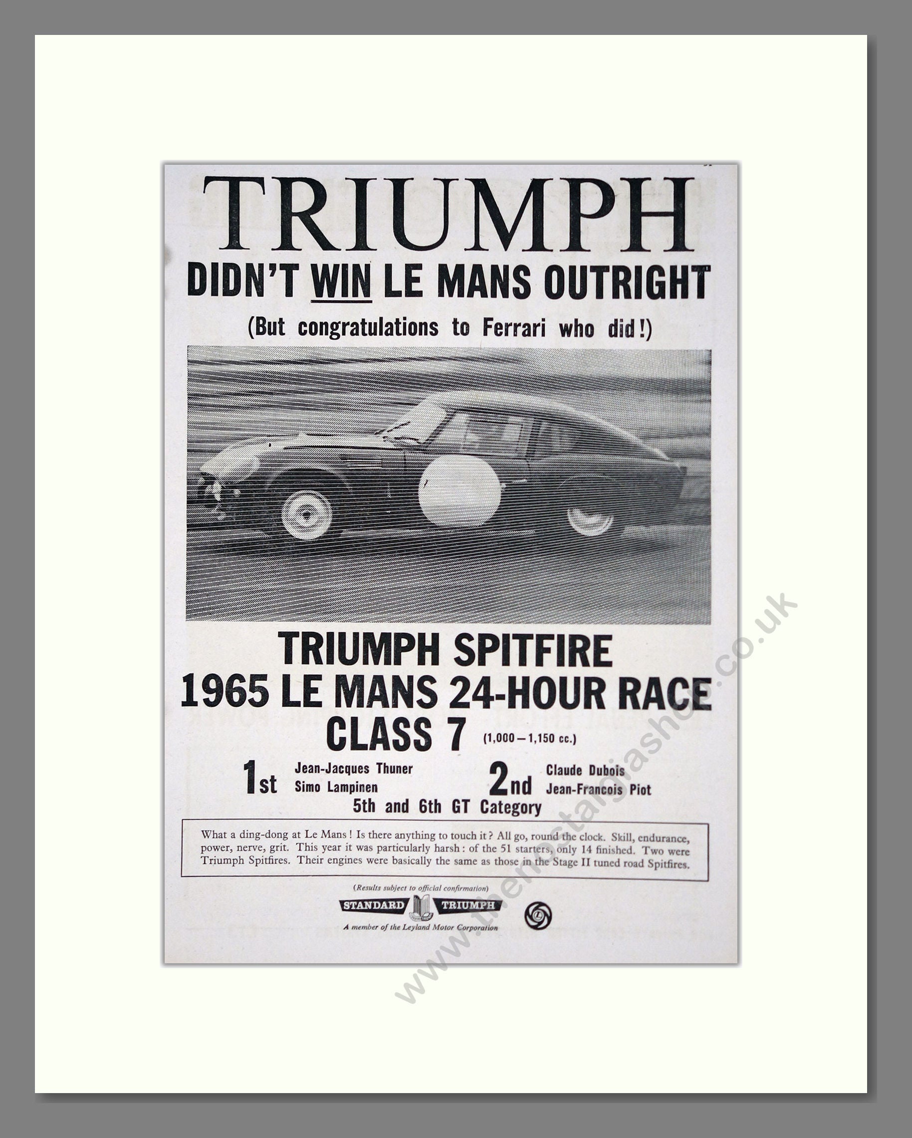 Triumph - Spitfire. Vintage Advert 1965 (ref AD61479)