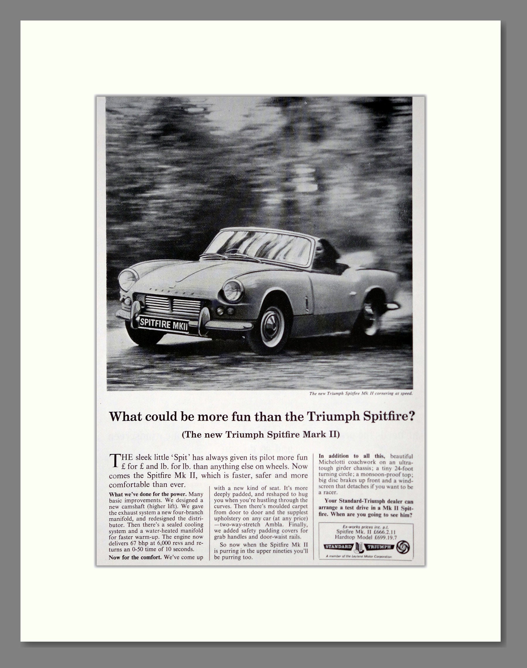 Triumph - Spitfire Mk2. Vintage Advert 1965 (ref AD61486)