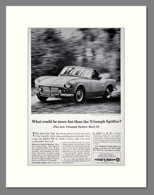 Triumph - Spitfire Mk2. Vintage Advert 1965 (ref AD61486)