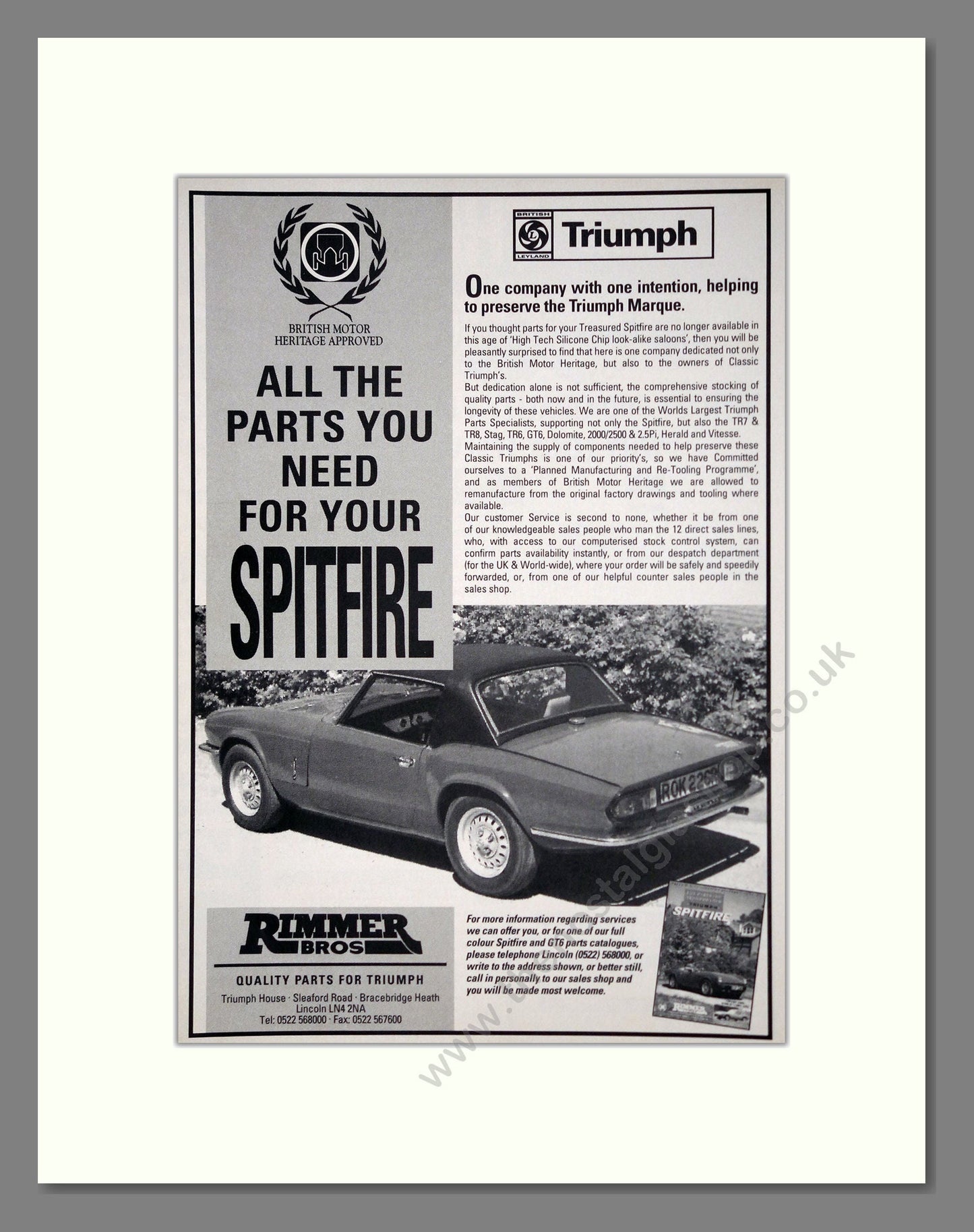 Triumph - Spitfire. Vintage Advert 1993 (ref AD61491)