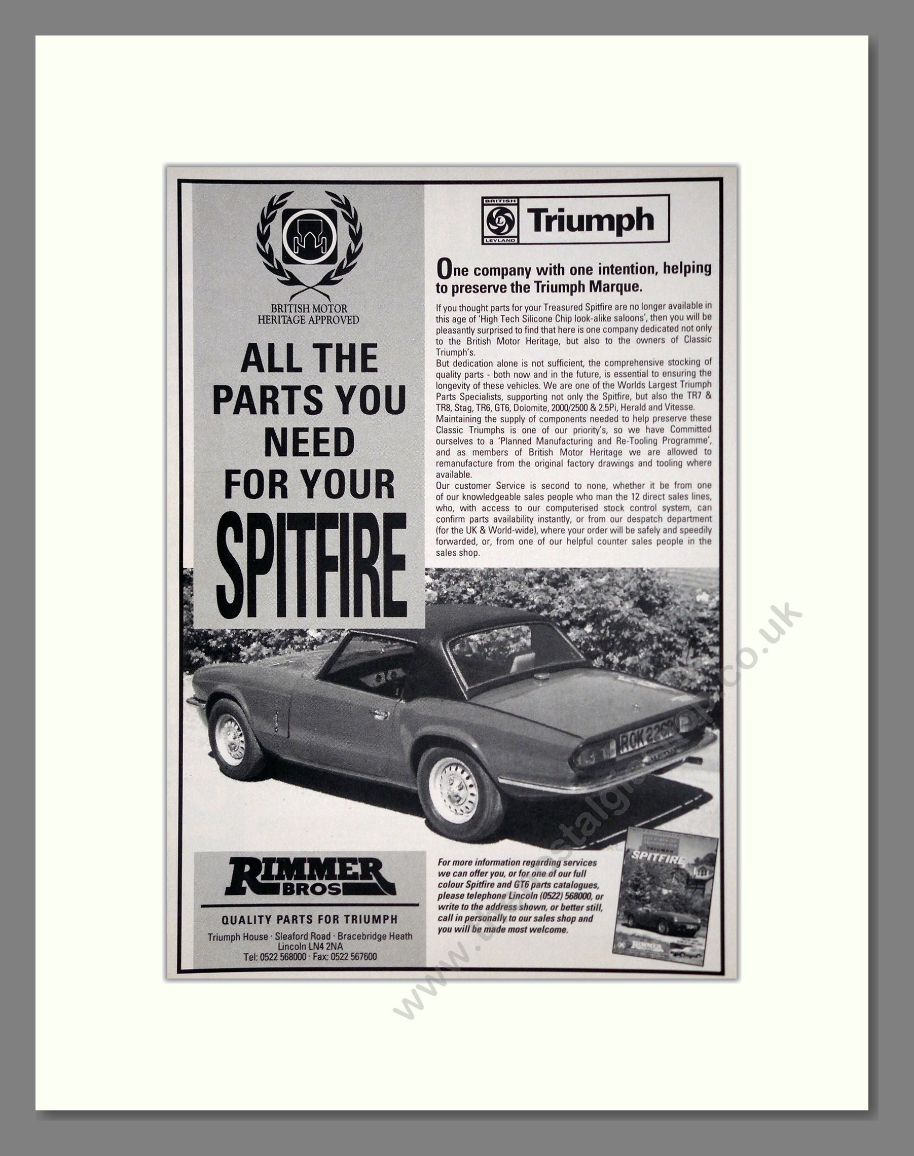 Triumph - Spitfire. Vintage Advert 1993 (ref AD61491)