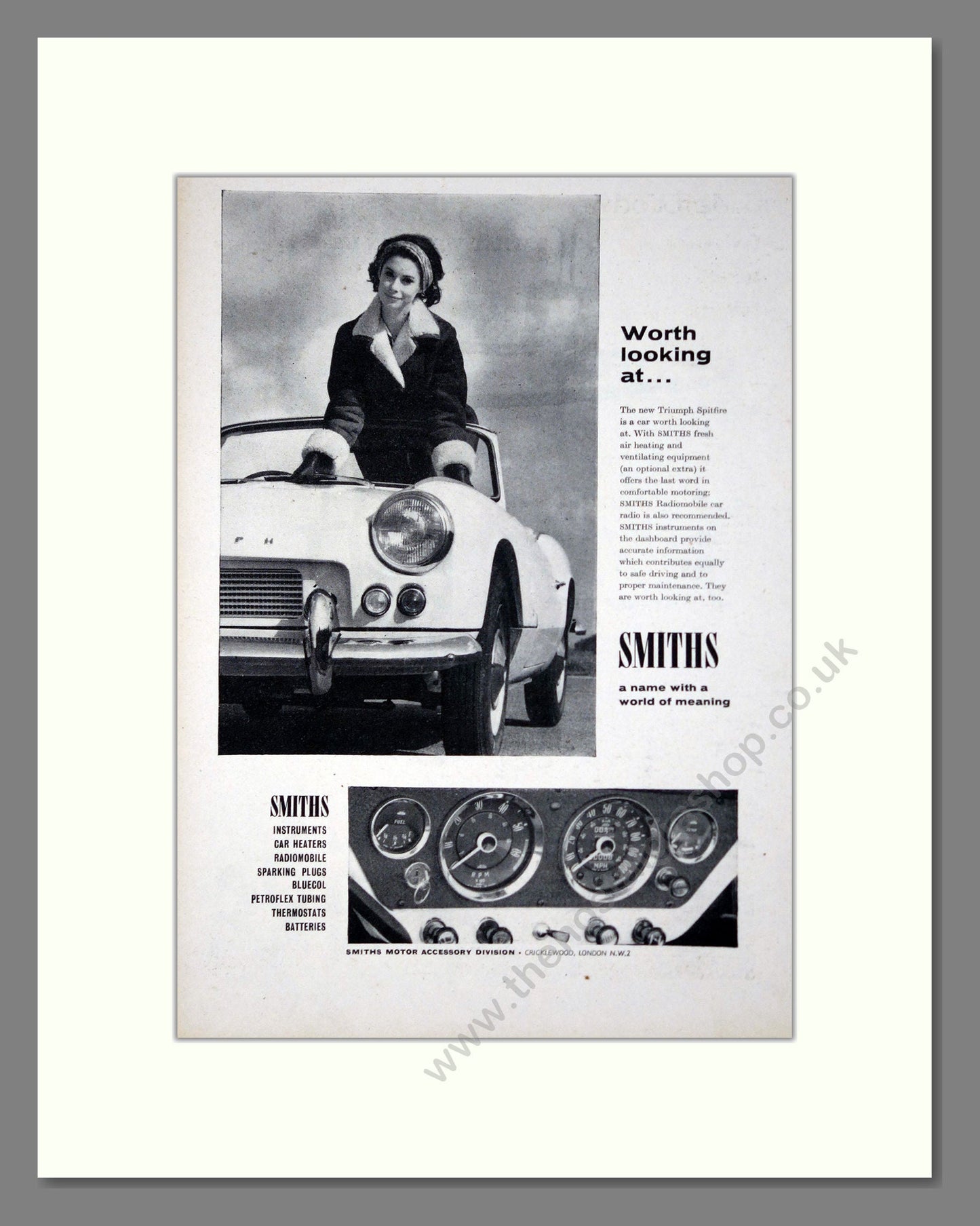 Triumph - Spitfire / Smiths. Vintage Advert 1962 (ref AD61493)