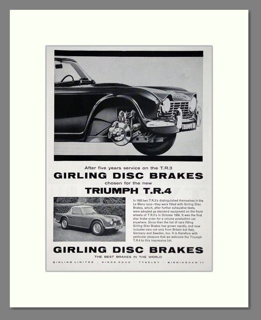 Triumph - TR4. Vintage Advert 1962 (ref AD61505)