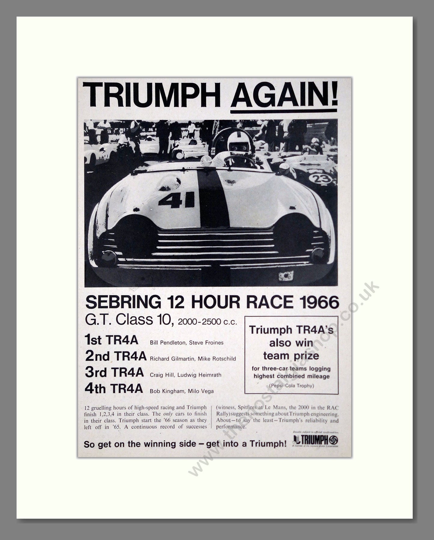 Triumph - . Vintage Advert 1966 (ref AD61512)