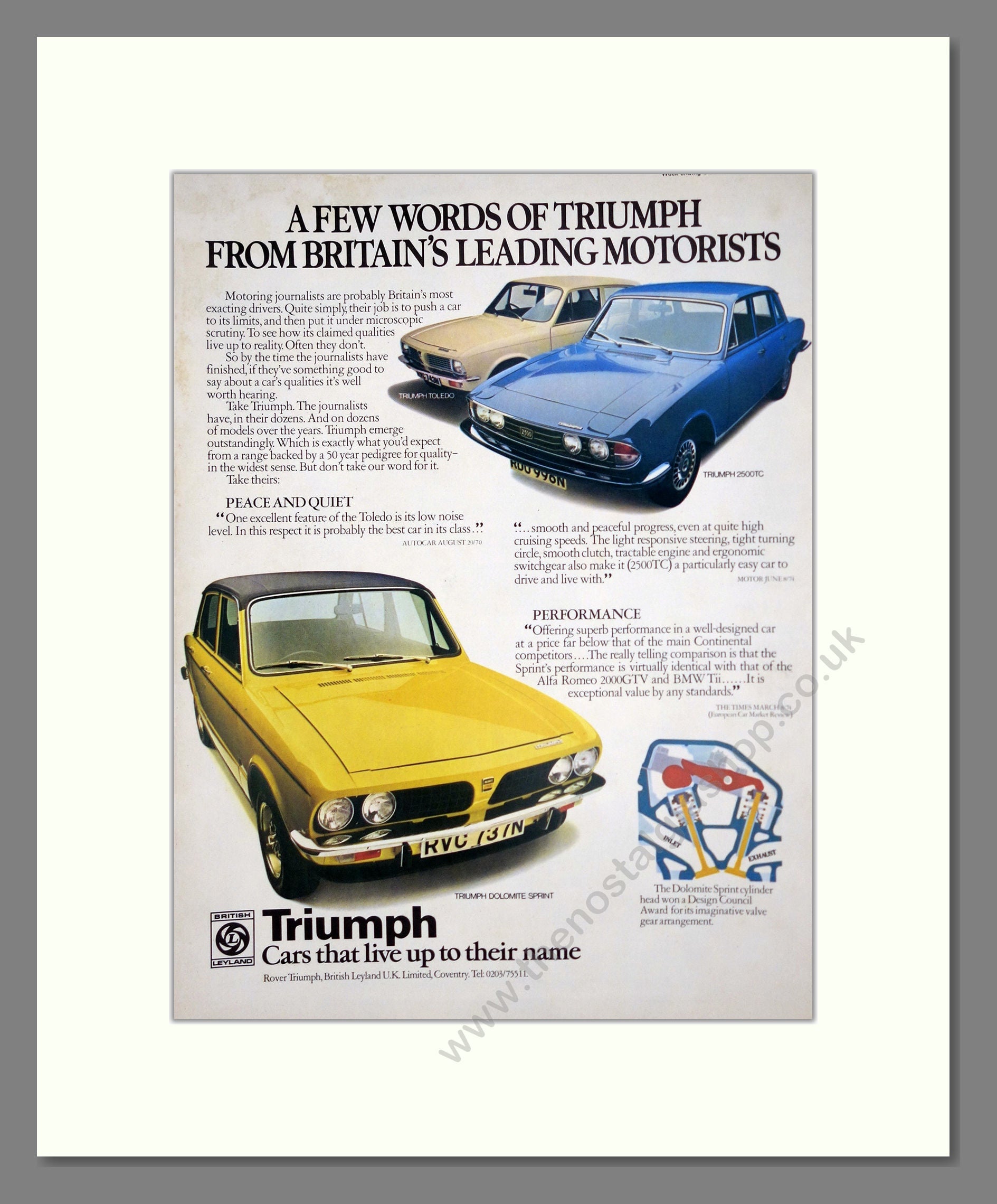 Triumph - Toledo / Dolomite / 2500TC. Vintage Advert 1974 (ref AD61521)