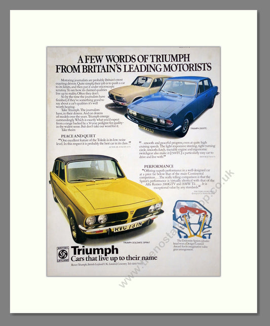 Triumph - Toledo / Dolomite / 2500TC. Vintage Advert 1974 (ref AD61521)