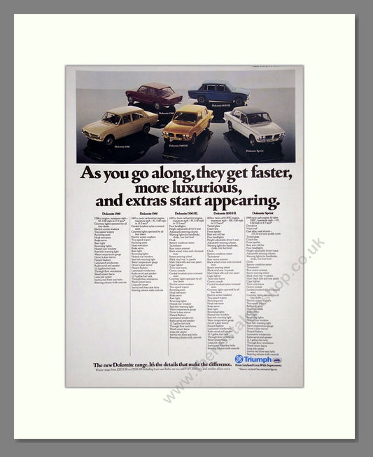 Triumph - 1300 / 1500 / 1850 / Dolomite Sprint. Vintage Advert 1976 (ref AD61522)