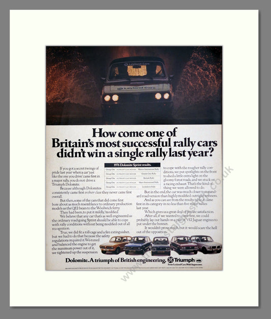 Triumph - Dolomite. Vintage Advert 1977 (ref AD61524)