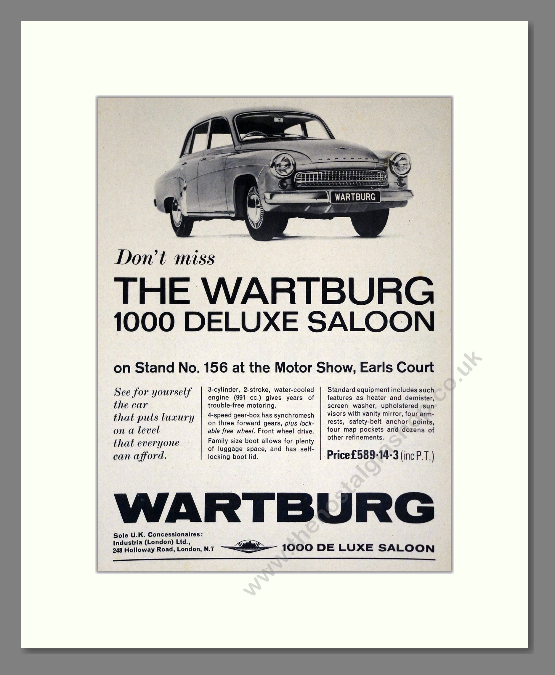 Wartburg - 1000 Deluxe. Vintage Advert 1965 (ref AD61535)