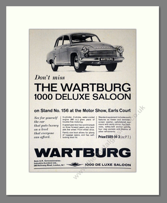 Wartburg - 1000 Deluxe. Vintage Advert 1965 (ref AD61535)