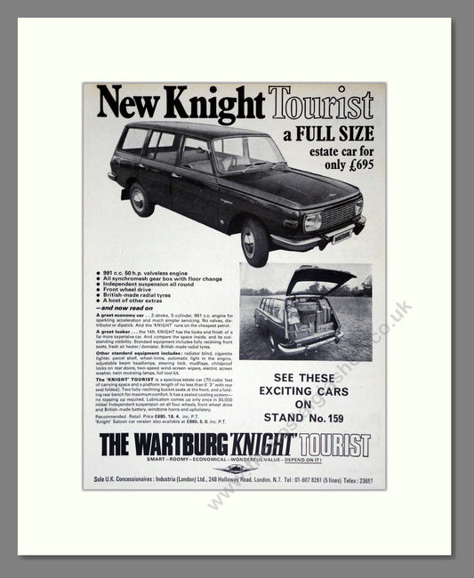 Wartburg - Knight Tourist Estate. Vintage Advert 1968 (ref AD61540)
