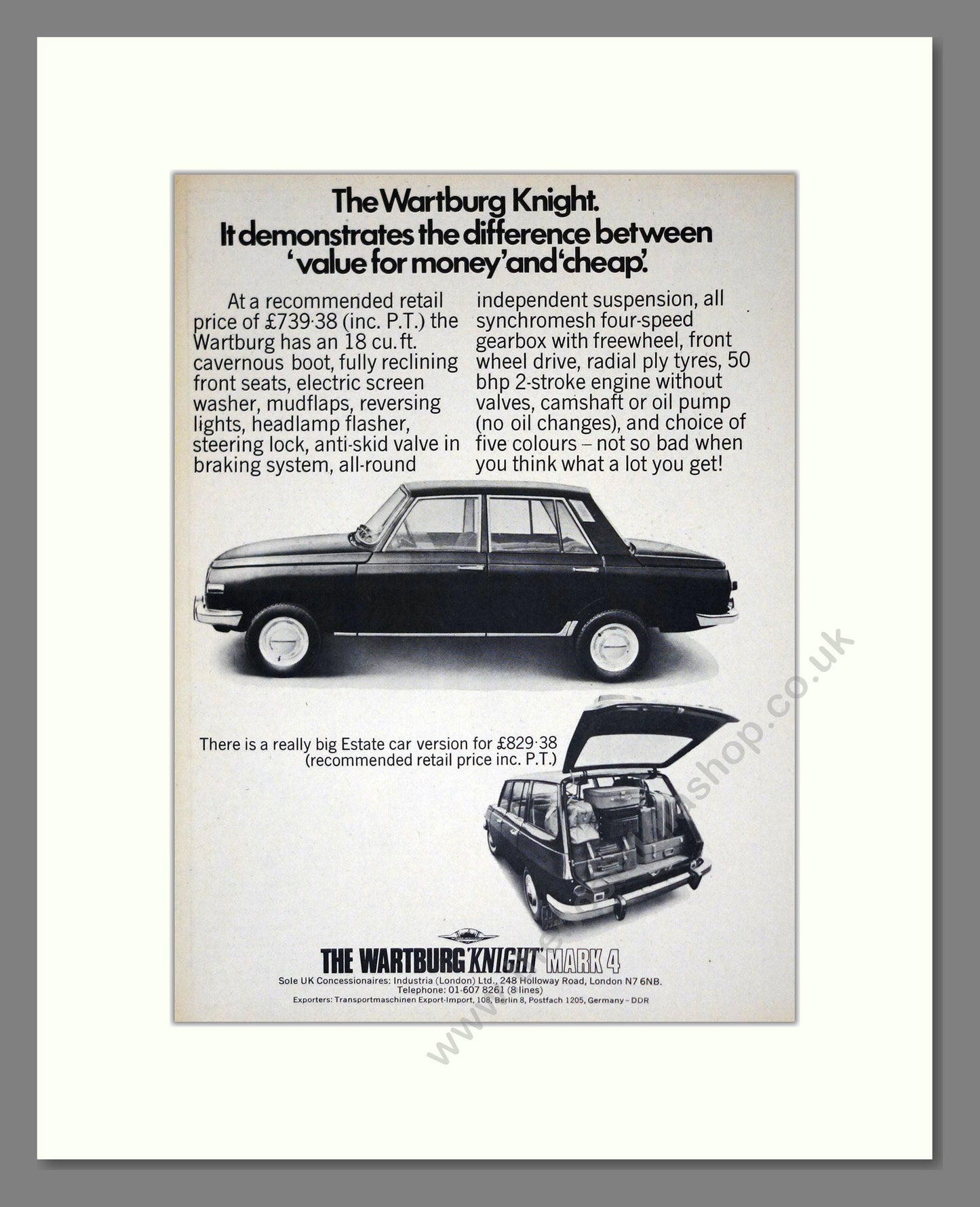 Wartburg - Knight Mark 3. Vintage Advert 1972 (ref AD61545)