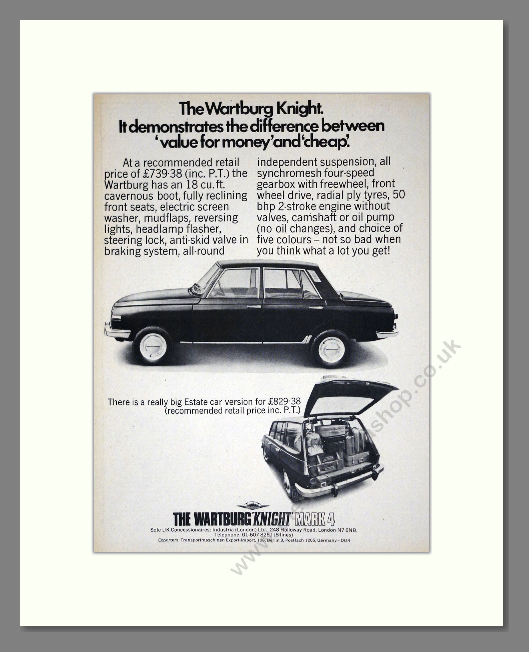 Wartburg - Knight Mark 3. Vintage Advert 1972 (ref AD61545)
