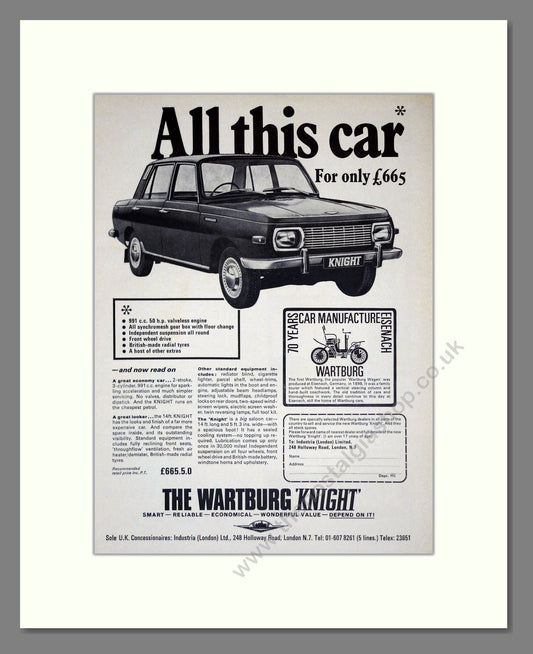 Wartburg - Knight. Vintage Advert 1968 (ref AD61546)