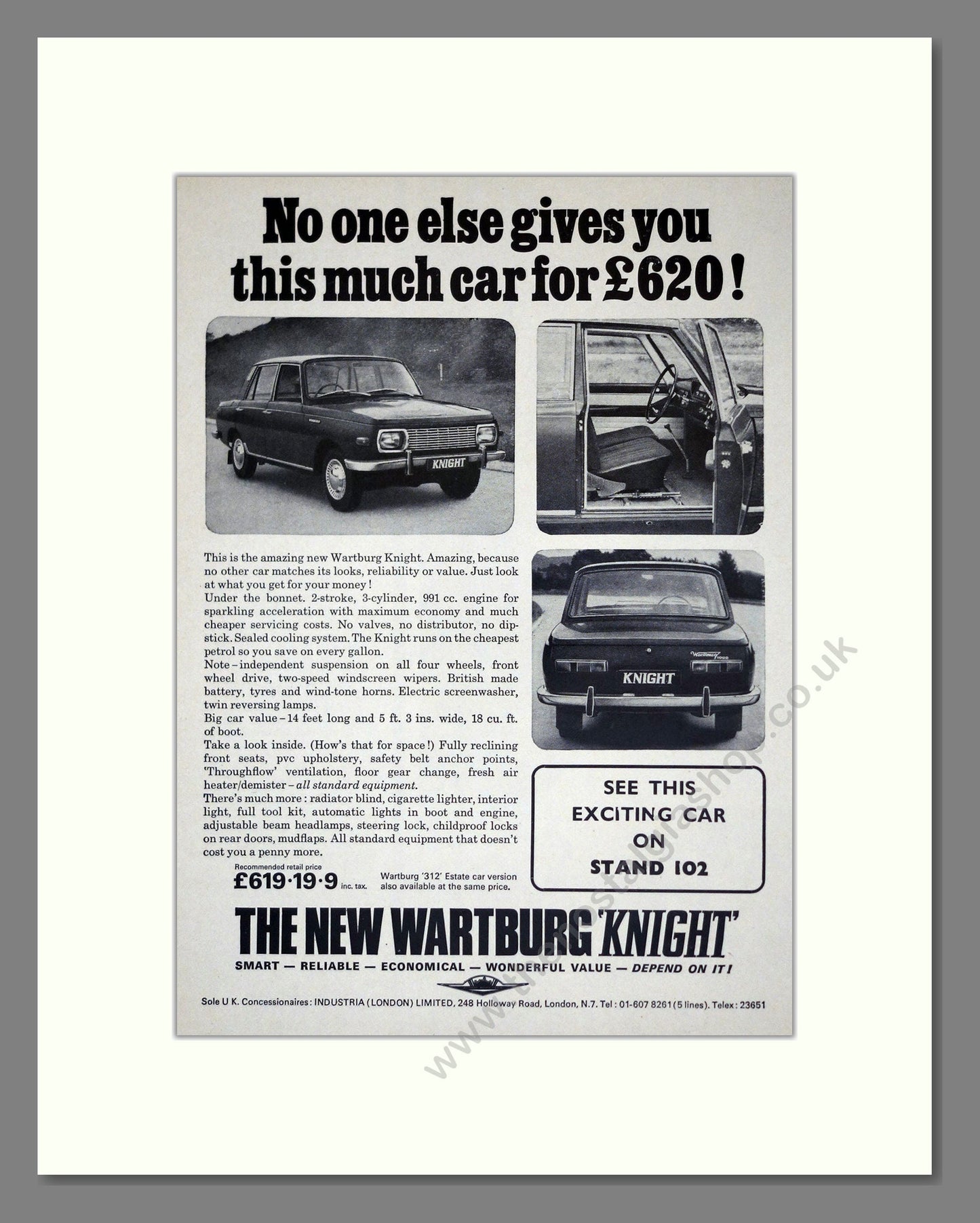 Wartburg - Knight. Vintage Advert 1967 (ref AD61548)