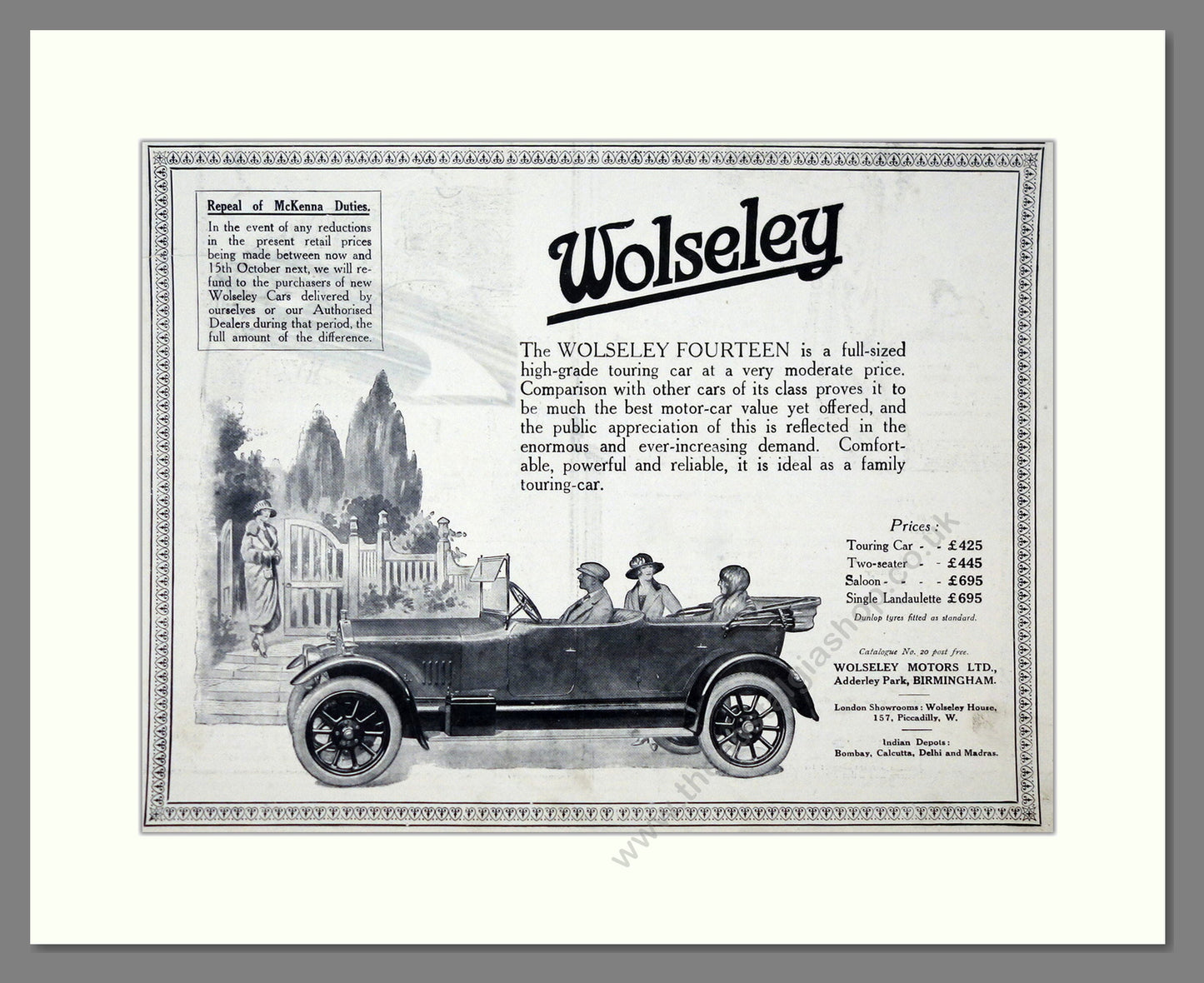 Wolseley - Fourteen. Vintage Advert 1924 (ref AD61550)