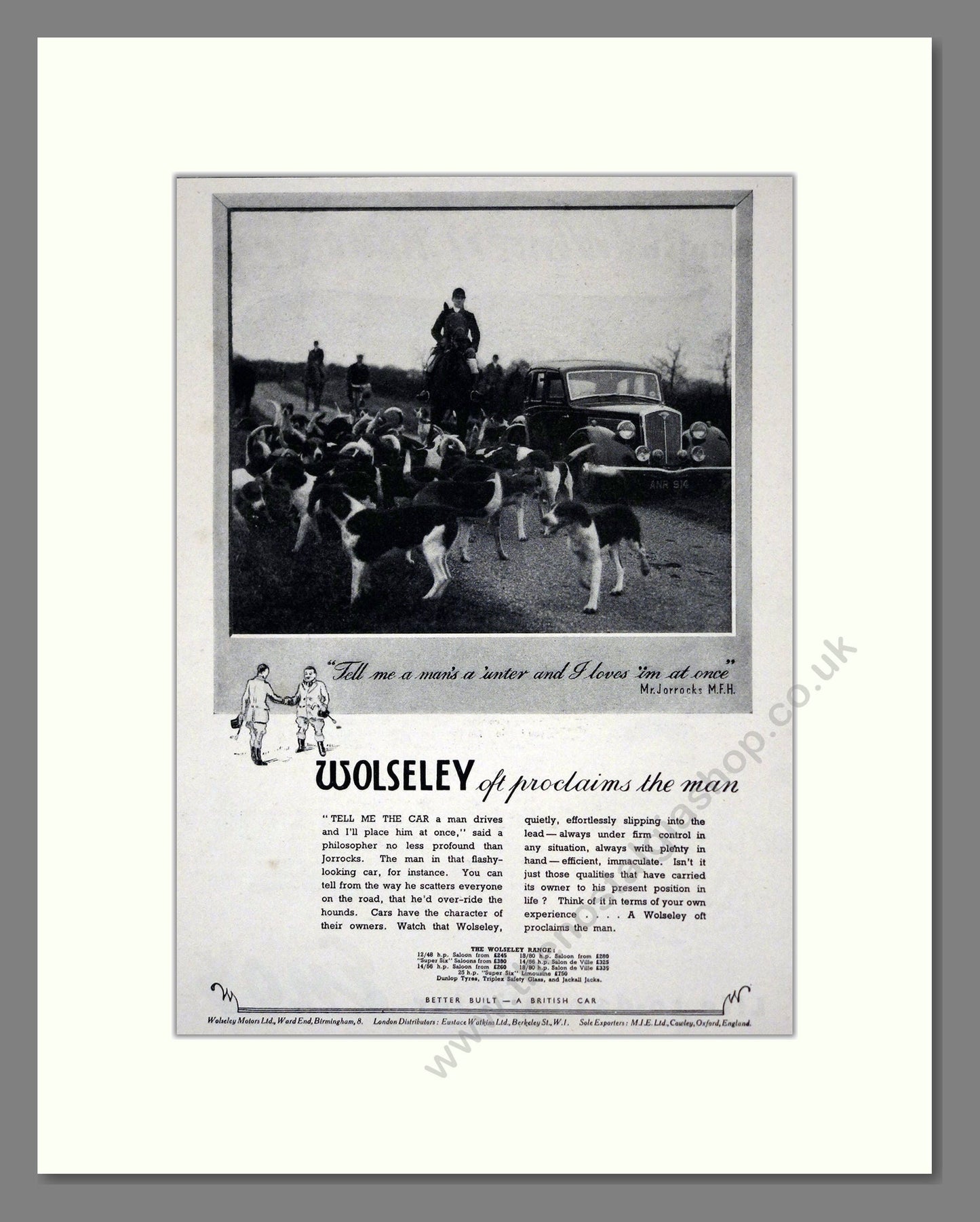 Wolseley - Oft Proclaims The Man. Vintage Advert 1938 (ref AD61561)