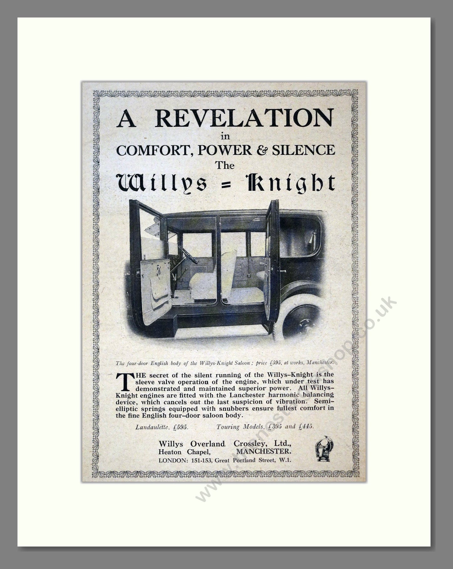 Wolseley - Willys Knight. Vintage Advert 1925 (ref AD61562)