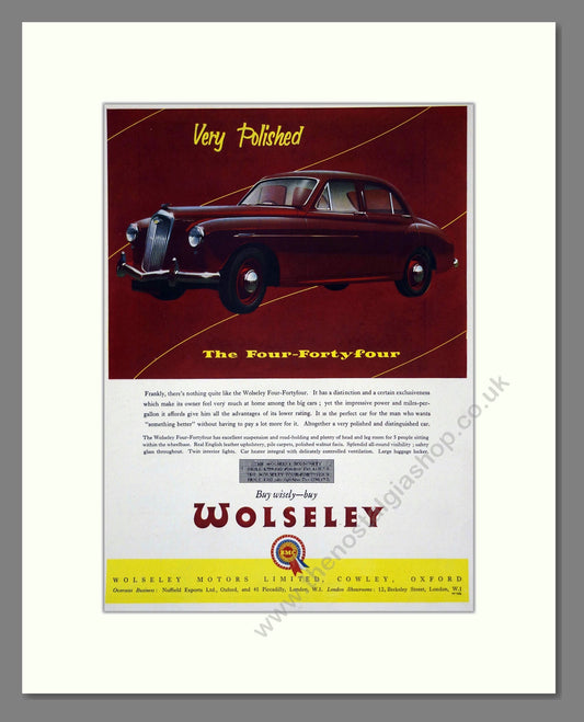 Wolseley - Four-Fortyfour. Vintage Advert 1956 (ref AD61566)