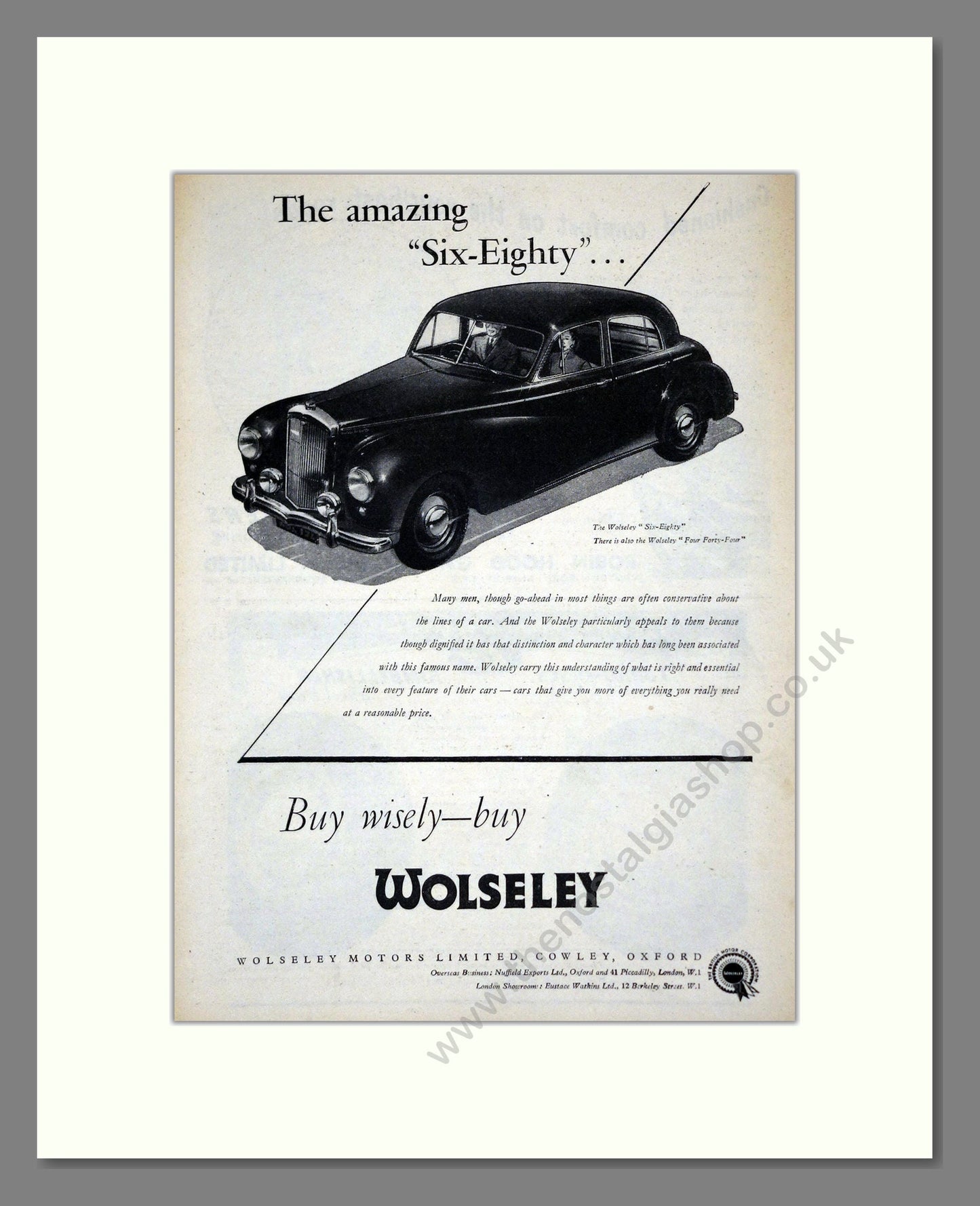 Wolseley - Six-Eighty. Vintage Advert 1953 (ref AD61573)