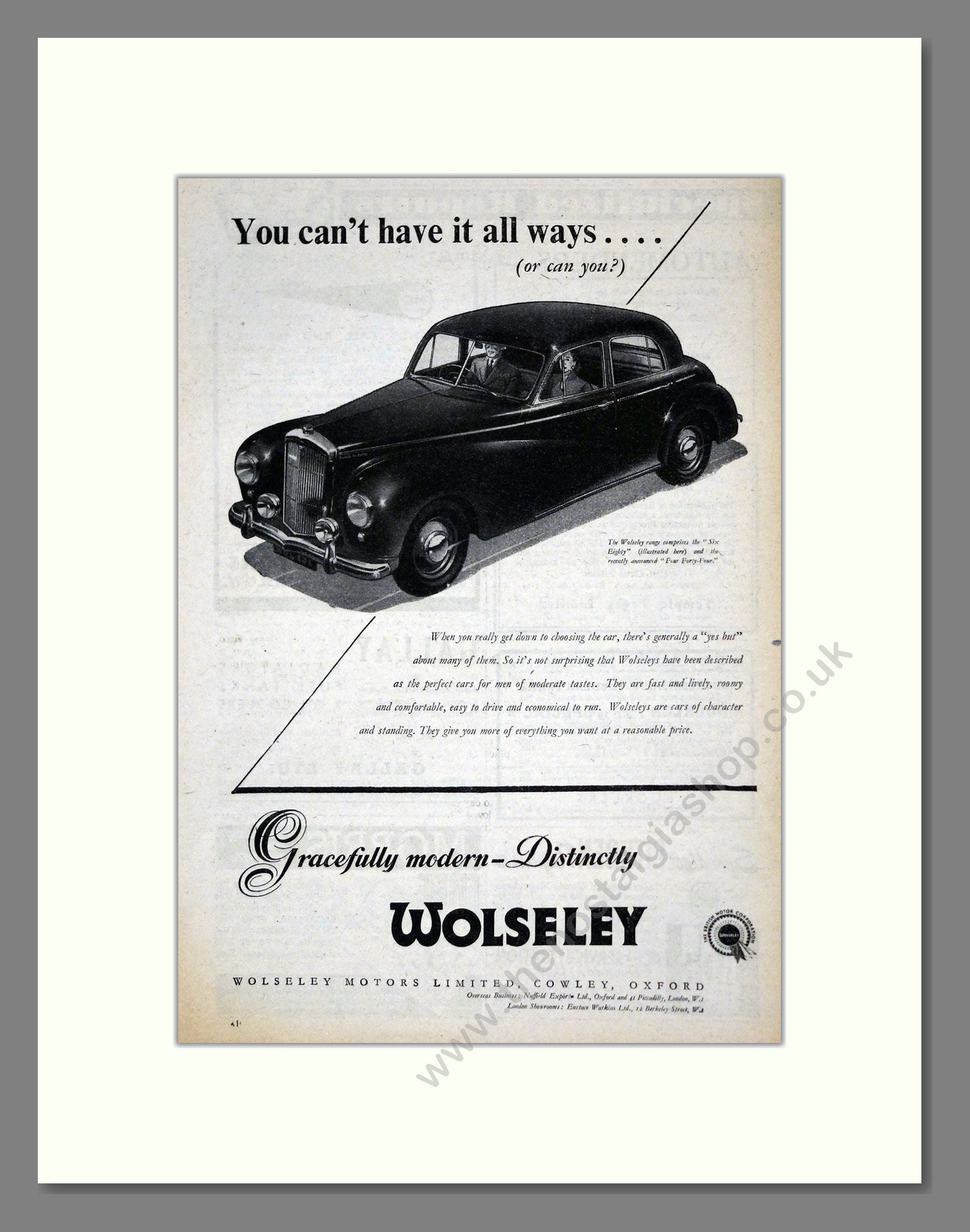 Wolseley - Six-Eighty. Vintage Advert 1952 (ref AD61576)