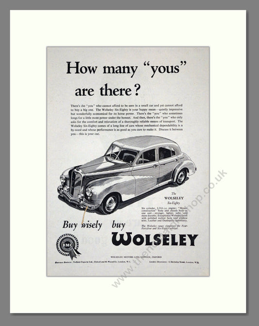 Wolseley - Six-Eighty. Vintage Advert 1953 (ref AD61579)