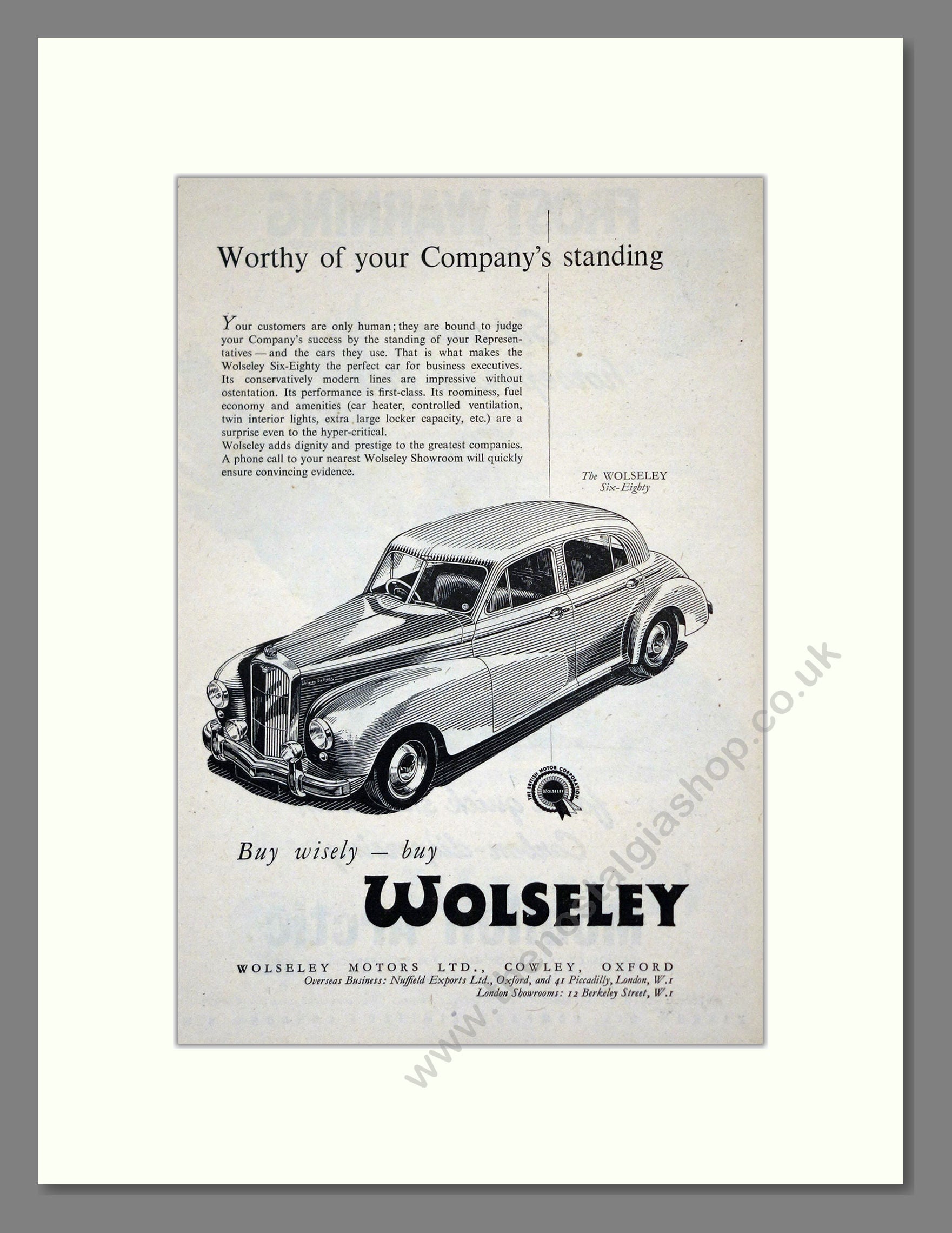 Wolseley - Six-Eighty. Vintage Advert 1953 (ref AD61581)