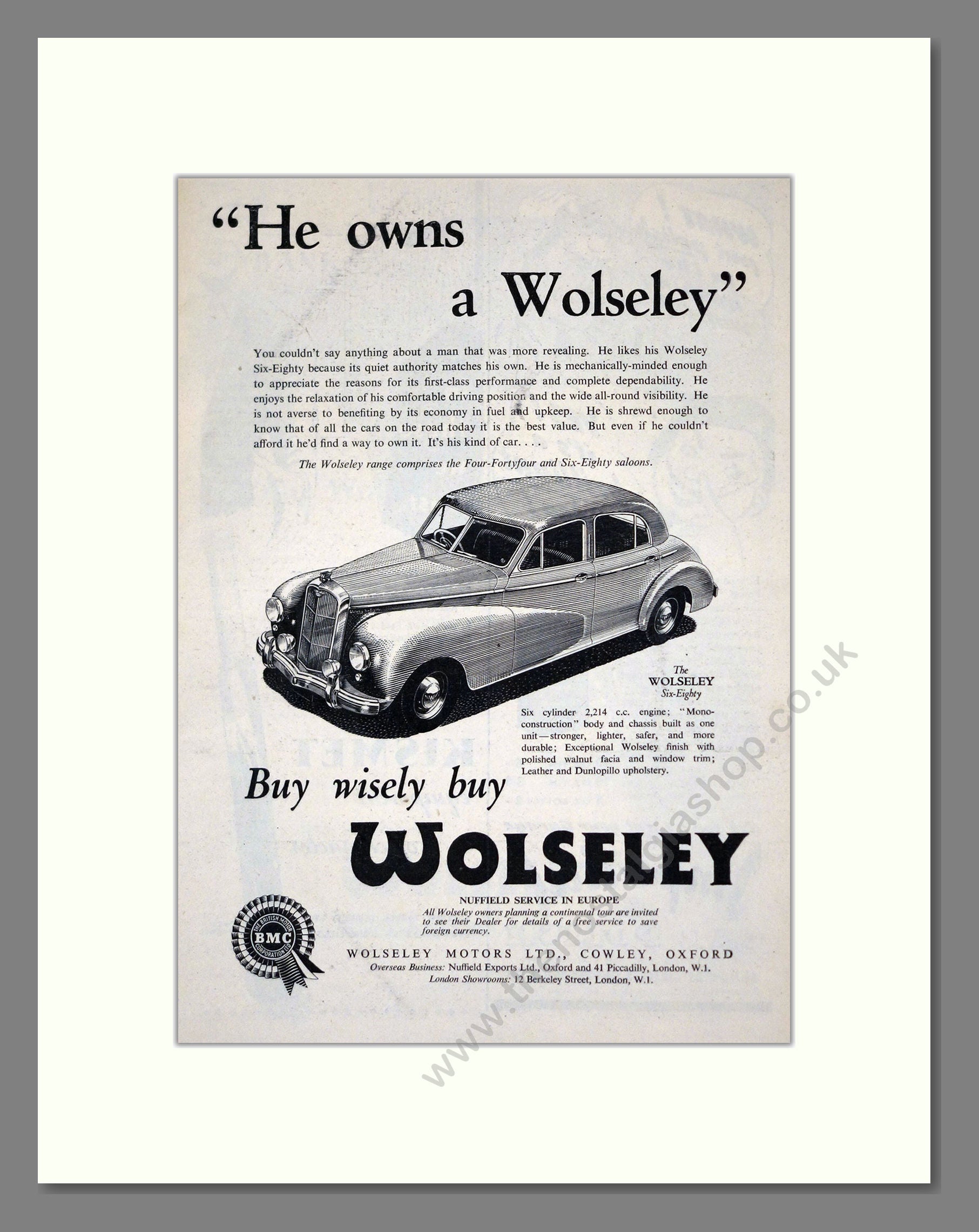Wolseley - Six-Eighty. Vintage Advert 1953 (ref AD61583)