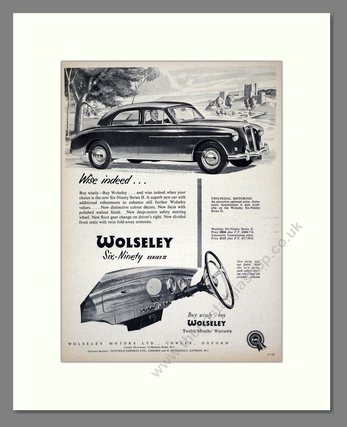 Wolseley - Six-Ninety Series II. Vintage Advert 1957 (ref AD61590)