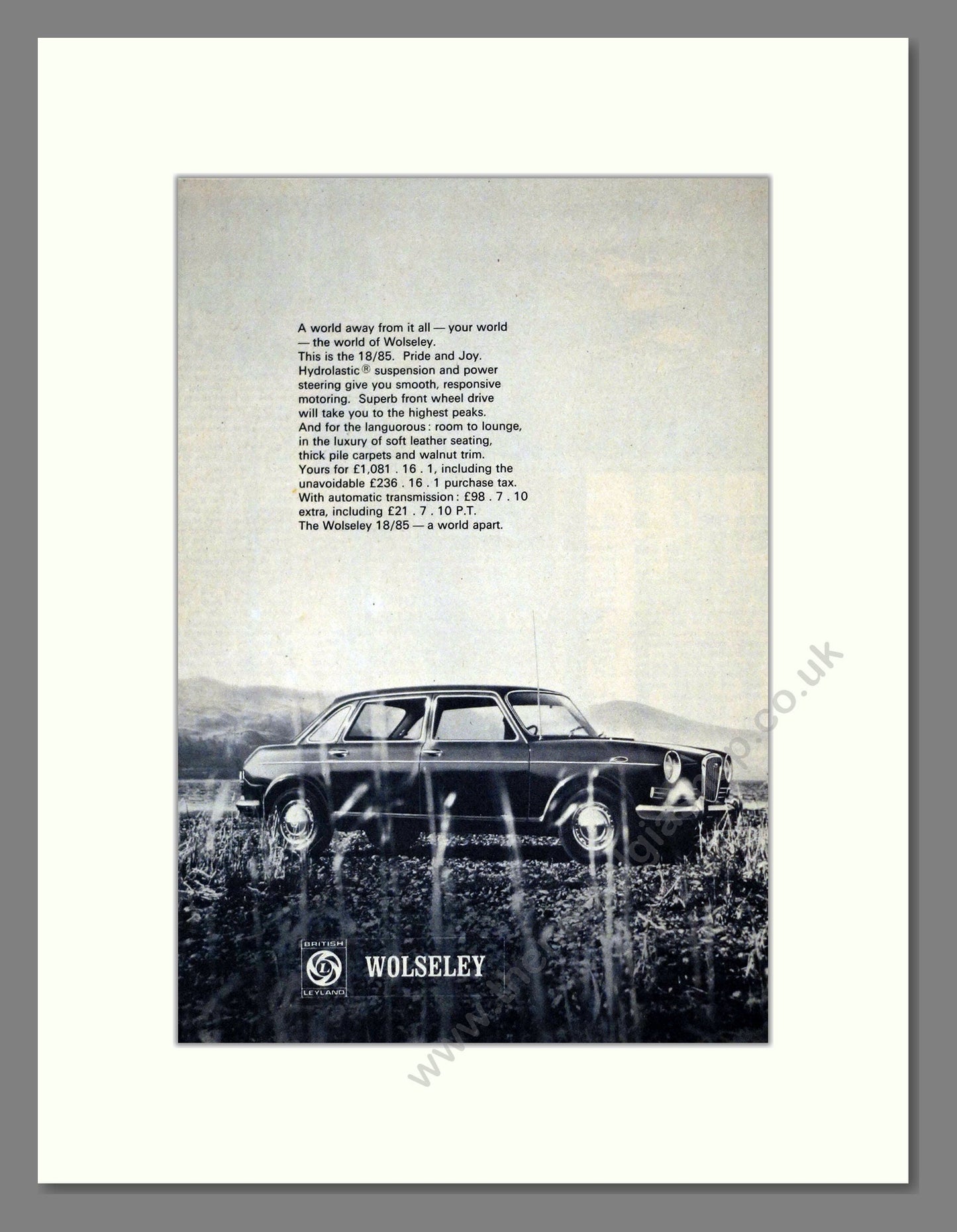 Wolseley - 18/85. Vintage Advert 1968 (ref AD61598)